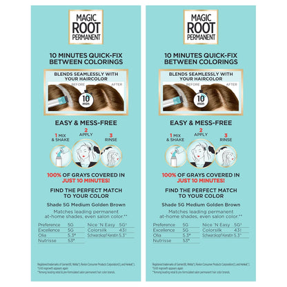 L'Oreal Paris Magic Root Permanent Hair Color Kit, 100% Gray Hair Coverage In Just 10 Minutes, Precision Brush Applicator for Seamless Application, 4 Dark Brown (2 Count)