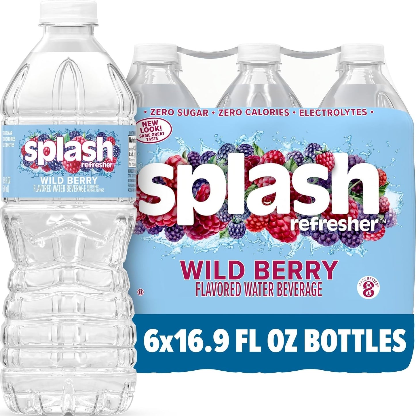 SPLASH REFRESHER Flavored Water Bottles, Mandarin Orange - 6 Pack