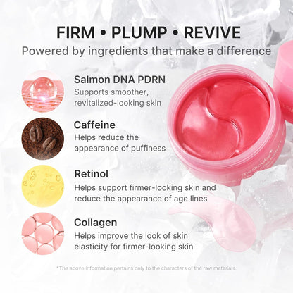 medicube Eye Patch PDRN Caffeine Collagen - Firming Gel Patches, | Age-Defying Care with Retinol & Collagen - Gel Patches for the Appearance of Dark Circles, Undereye Bags, Korean Skincare