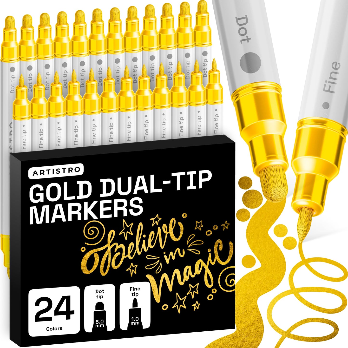 ARTISTRO Dual-Tip Acrylic Paint Marker Pens - Set of 36