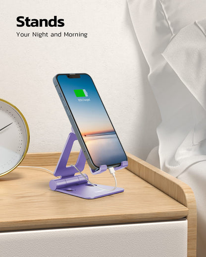 Nulaxy Full Aluminum Dual Folding Cell Phone Stand for Desk, Black