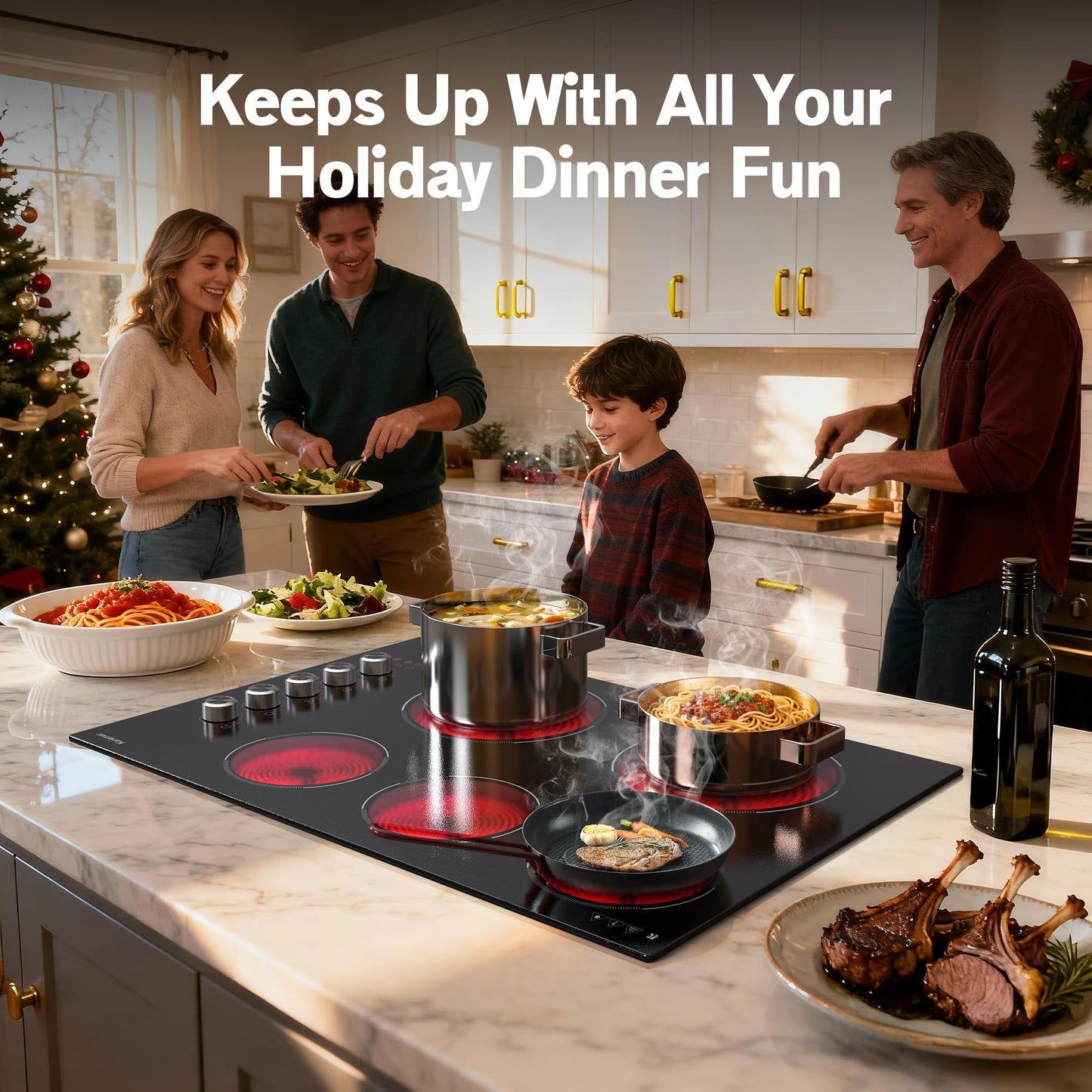 2 Burner Electric Cooktop 110V, 2000W, 24" Countertop & Built-in
