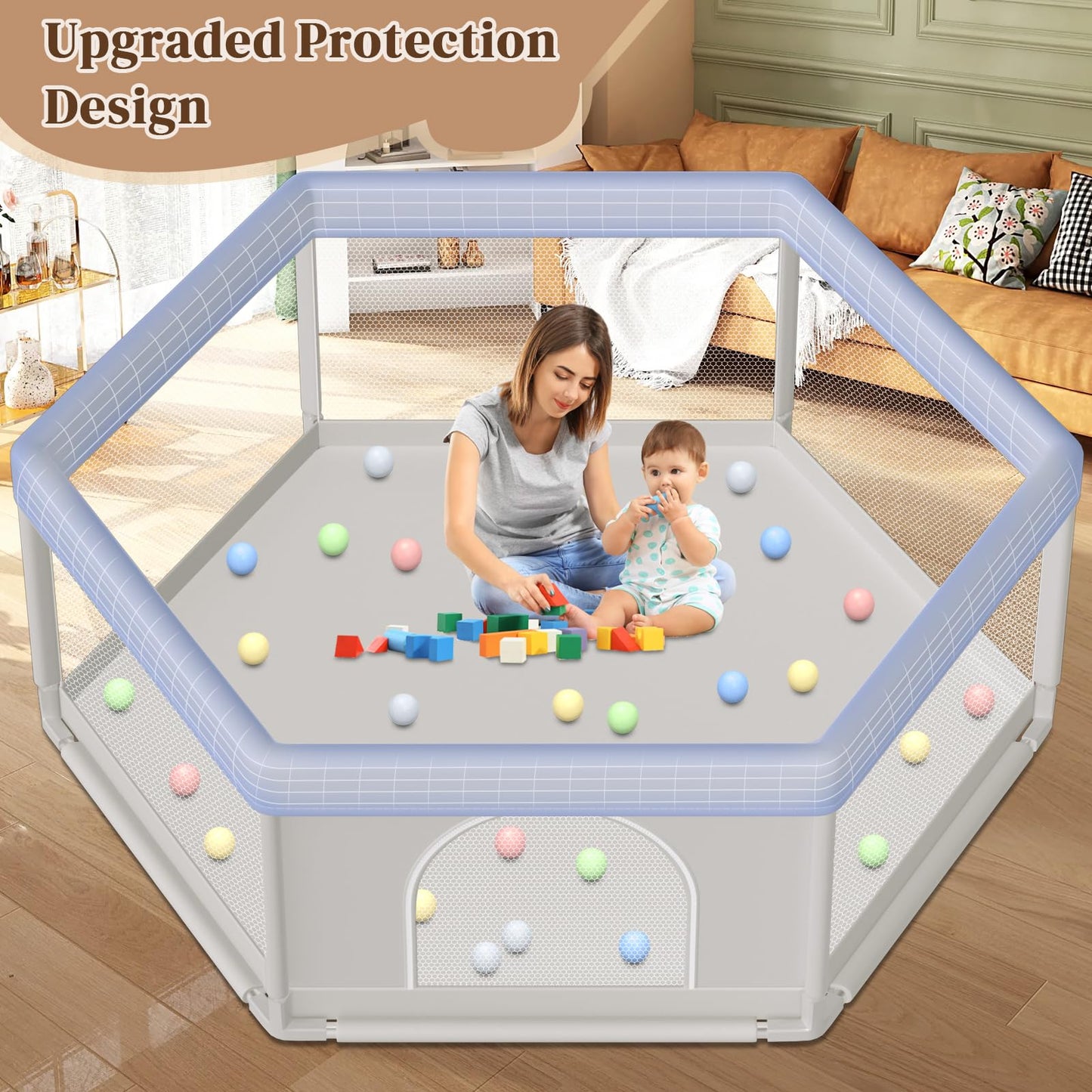 Hiaksedt Baby Playpen 50x50 Inch, Play Pens for Babies and Toddlers