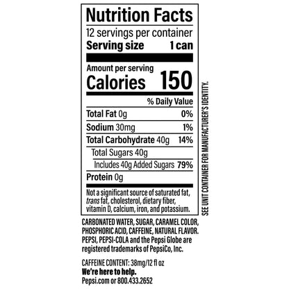 Pepsi Cola Soda, 12 Fl Oz Cans (Pack of 12)