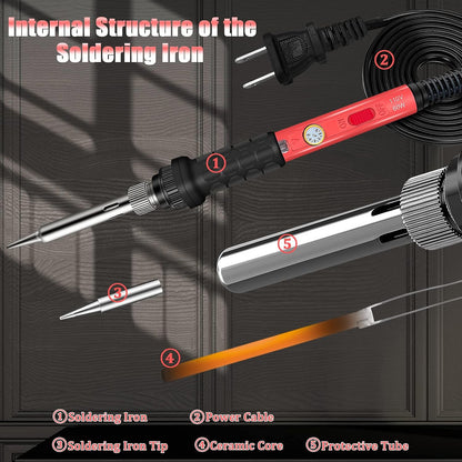 Soldering Iron, 60W 110V Adjustable Temperature Soldering Iron Pen, Portable Welding Tool, Fast Heating, for Electronic Repair, Jewelry, DIY