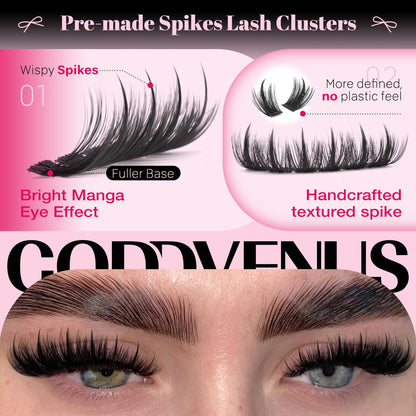Goddvenus Pre-made Spikes Lash Clusters Wispy Manga Eyelash Clusters