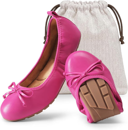 DREAM PAIRS Women's Foldable Bowknot Ballet Flats