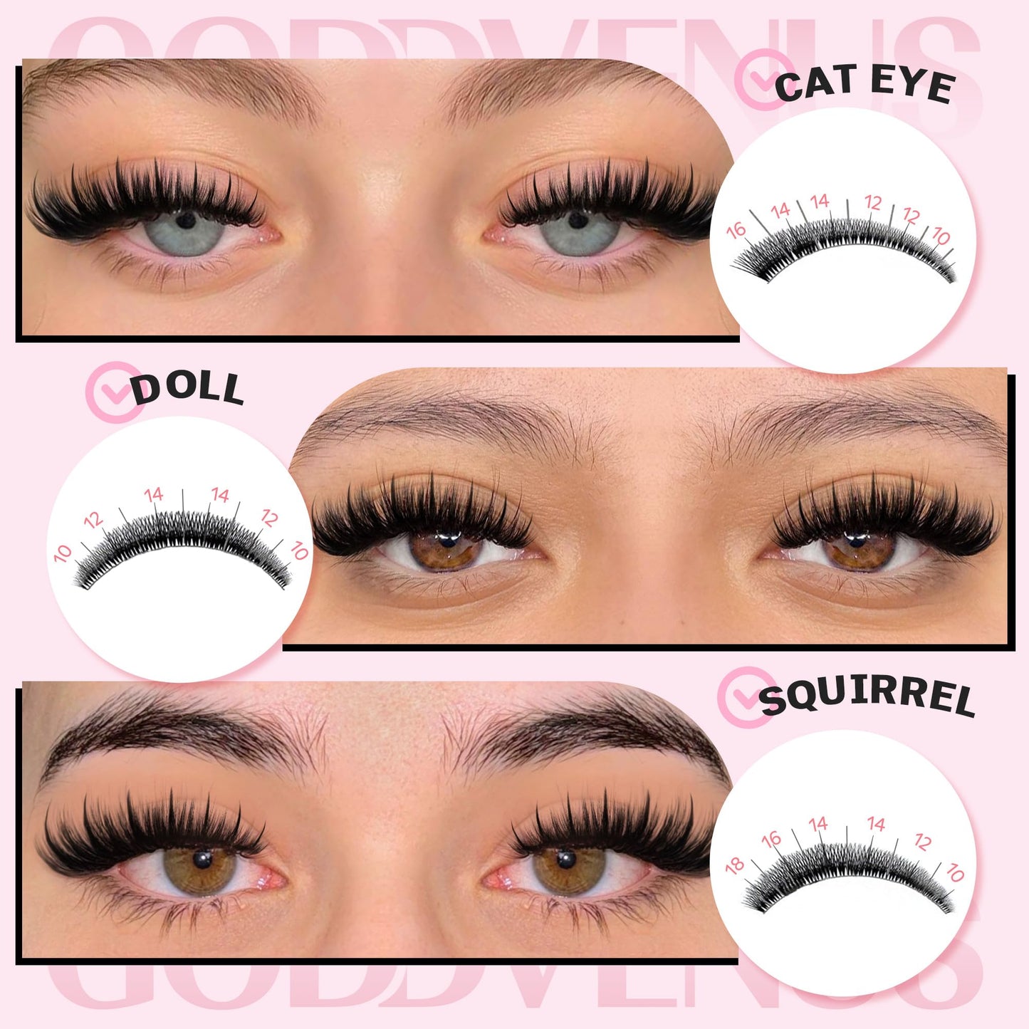 Goddvenus Pre-made Spikes Lash Clusters Wispy Manga Eyelash Clusters