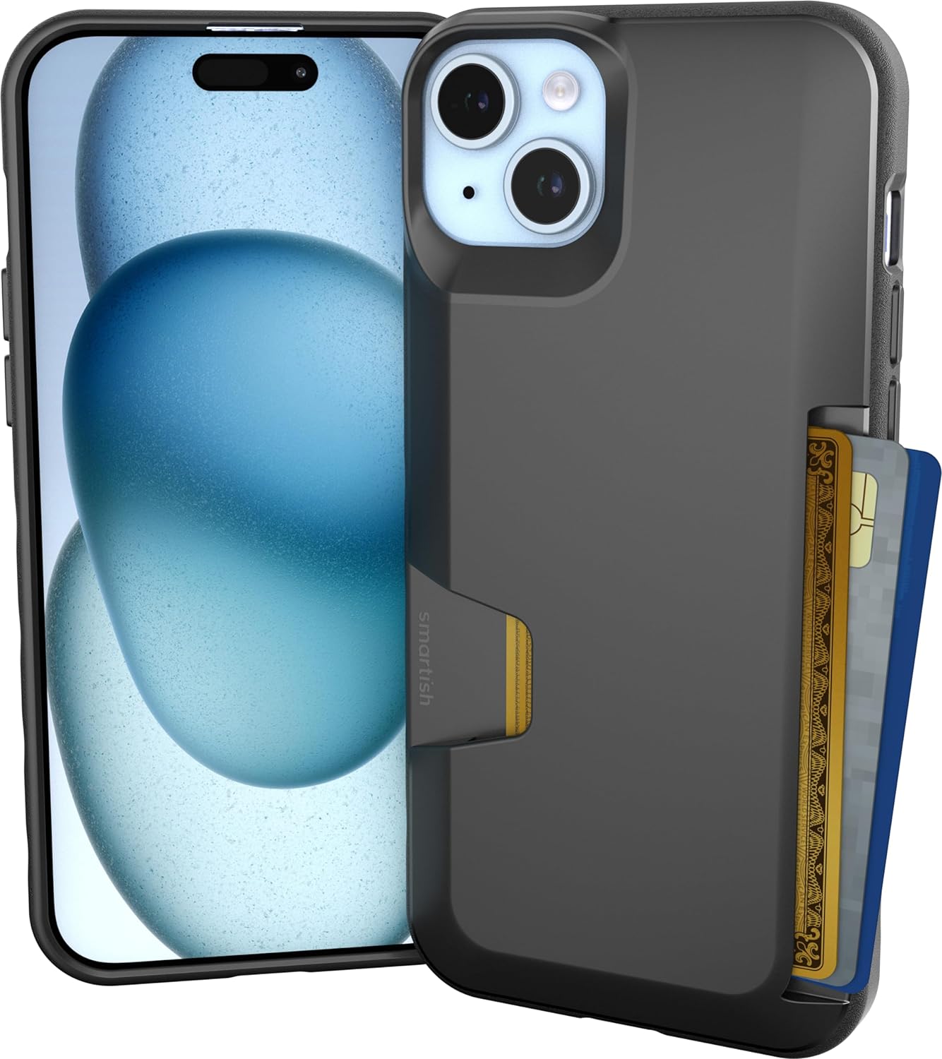 Smartish® iPhone 13 Wallet Case - Wallet Slayer Vol. 1 [Slim + Protective] Credit Card Holder - Drop Tested Hidden Credit Card Slot Cover for Apple iPhone 13 - Black Tie Affair