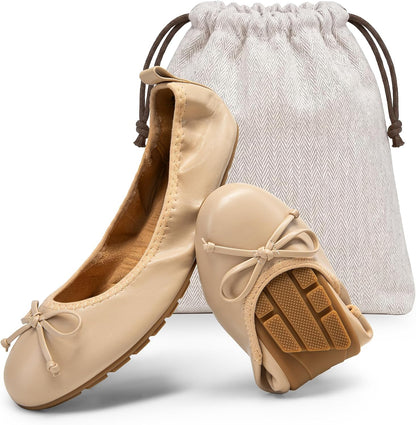 DREAM PAIRS Women's Foldable Bowknot Ballet Flats