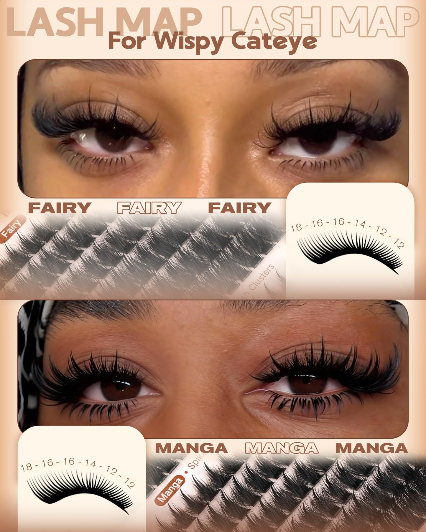 Goddvenus Pre-made Spikes Lash Clusters Wispy Manga Eyelash Clusters