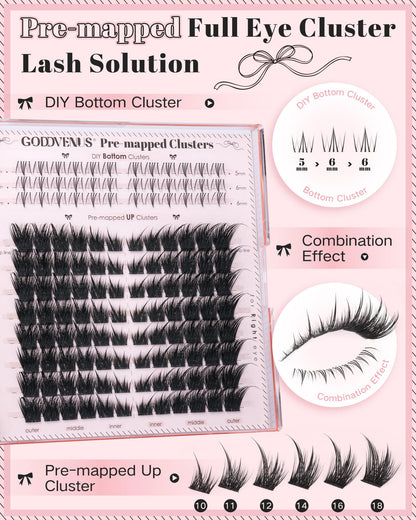 Goddvenus Pre-made Spikes Lash Clusters Wispy Manga Eyelash Clusters