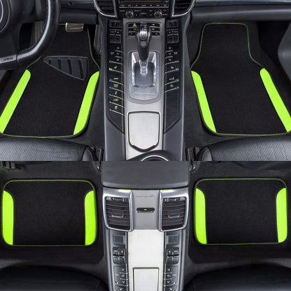 CAR PASS Waterproof Universal Fit Car Floor Mats, Faux Leather Car Carpet Mats, Black Car Mats with Anti-Slip Nibbs Backing & Driver Heel Pad Fit for SUV,Vans,sedans, Trucks,Set of 4pcs(All Black)