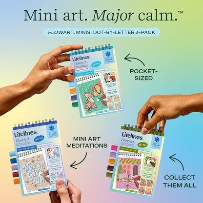 Lifelines FlowArt Mini Activity Pads, 3-Pack, Dot-by-Letter Coloring Books
