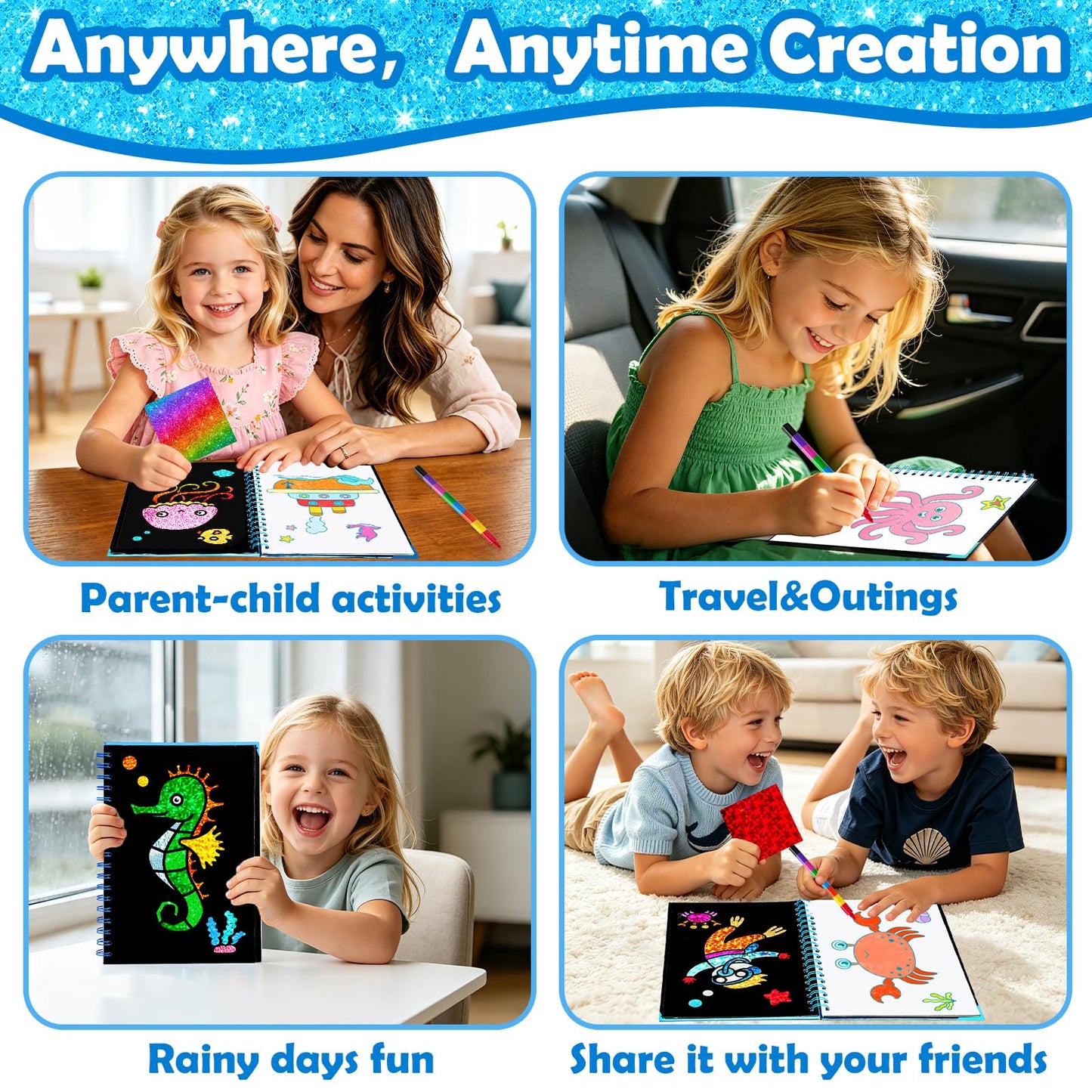 FUNNYB&G Foil Art Craft Kit for Kids, Sparkly Birthday Gift Toy for Boys