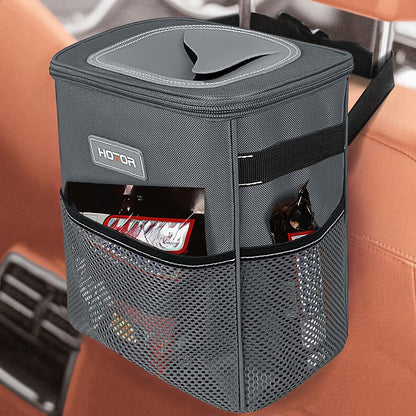 HOTOR Car Trash Can, Leakproof Car Organizer, 2-Gallon, Black
