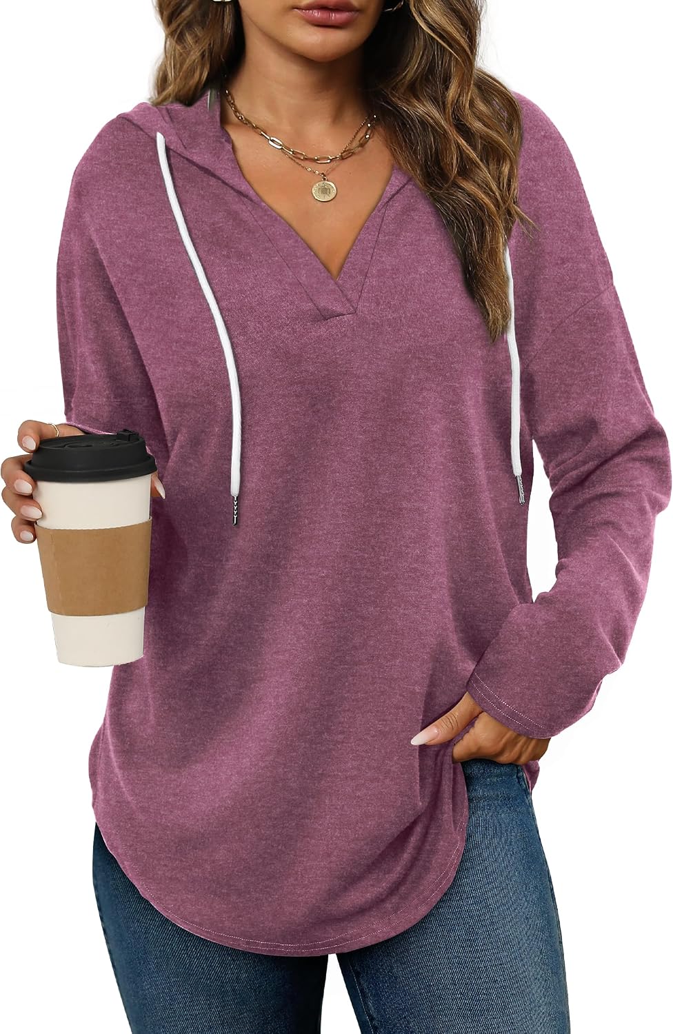 Bofell Womens Fashion Tops Hoodies for Women Pullover Oversized Sweatshirts Long SLeeve Shirts Loose Fit