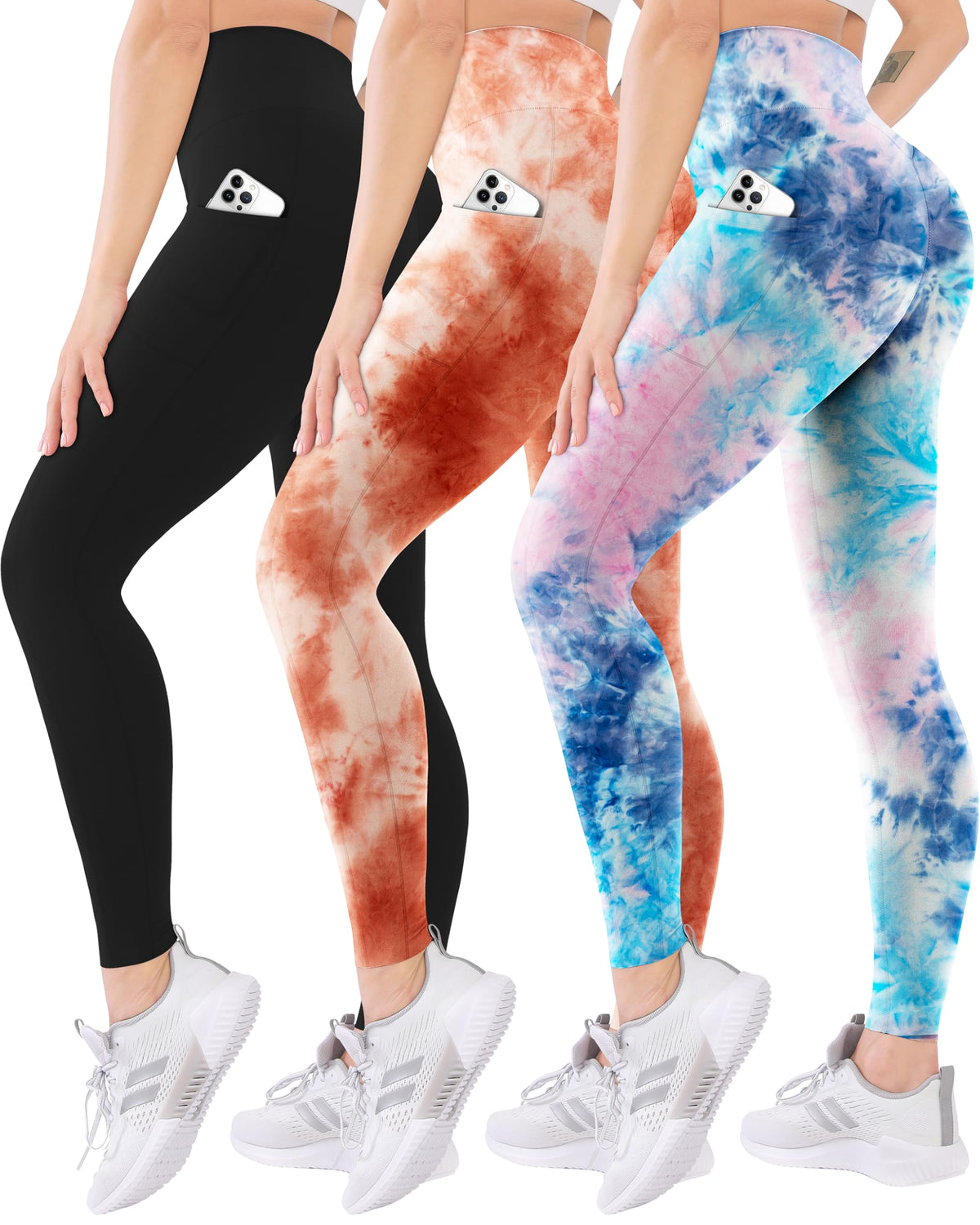 Blisset 3 Pack High Waisted Leggings for Women with Pockets Soft Active Compression Pants for Yoga Running & Daily Wear