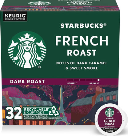 Starbucks K-Cup Coffee Pods, Dark Roast Hot or Iced Coffee, French Roast, 96 Keurig Pods