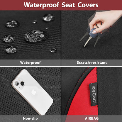 CAR PASS Waterproof Car Seat Covers Front Seats Only with 5mm Composite EVA, Neoprene Car Seat Cover with Separate Headrest Cover, Quick Setup Universal Fit for Car SUV Trucks,Airbag Compatible（Gray