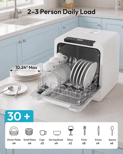 EUHOMY Countertop Dishwasher Portable, 8 Programs with 5L Tank, Black, 40dB