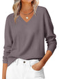 ANRABESS Women’s Fall Long Sleeve V Neck Lightweight Sweaters Top