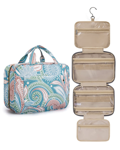 BAGSMART Large Toiletry Bag Travel Bag with Hanging Hook, Water-resistant Makeup Cosmetic Bag Travel Organizer for Accessories, Shampoo, Full Sized Container, Toiletries
