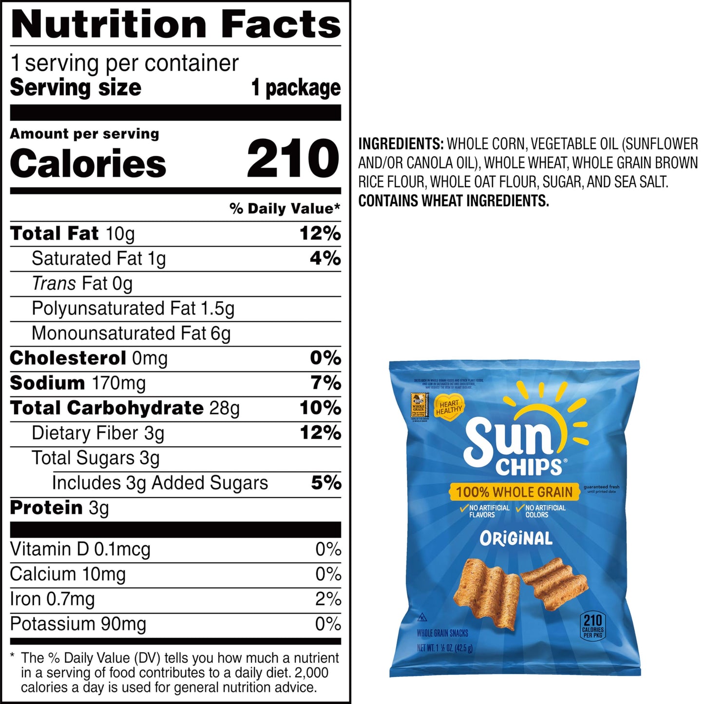 SunChips 100% Whole Grain Chips, Variety Pack, 1 oz Bags, Pack of 40, No Artificial Flavors, Colors