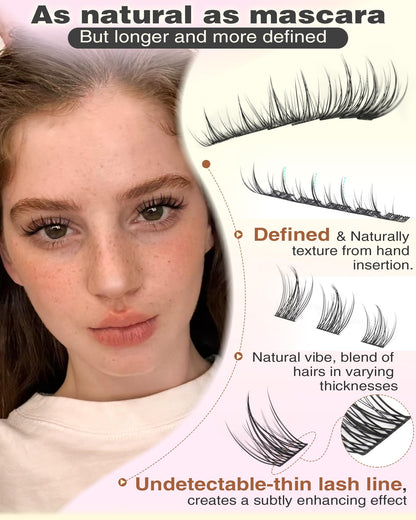 Goddvenus Brown Wispy Eye Lash Clusters Kit Natural Cluster Eyelash Extensions Kit False Eyelash Clusters Fluffy DIY Individual Lash Extensions Kit C Curl