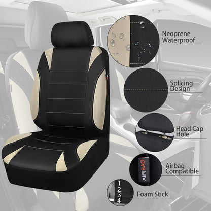 CAR PASS Waterproof Car Seat Covers Front Seats Only with 5mm Composite EVA, Neoprene Car Seat Cover with Separate Headrest Cover, Quick Setup Universal Fit for Car SUV Trucks,Airbag Compatible（Gray
