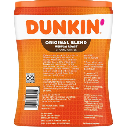 Dunkin’ Original Blend Medium Roast Ground Coffee, 30 Oz. Canister