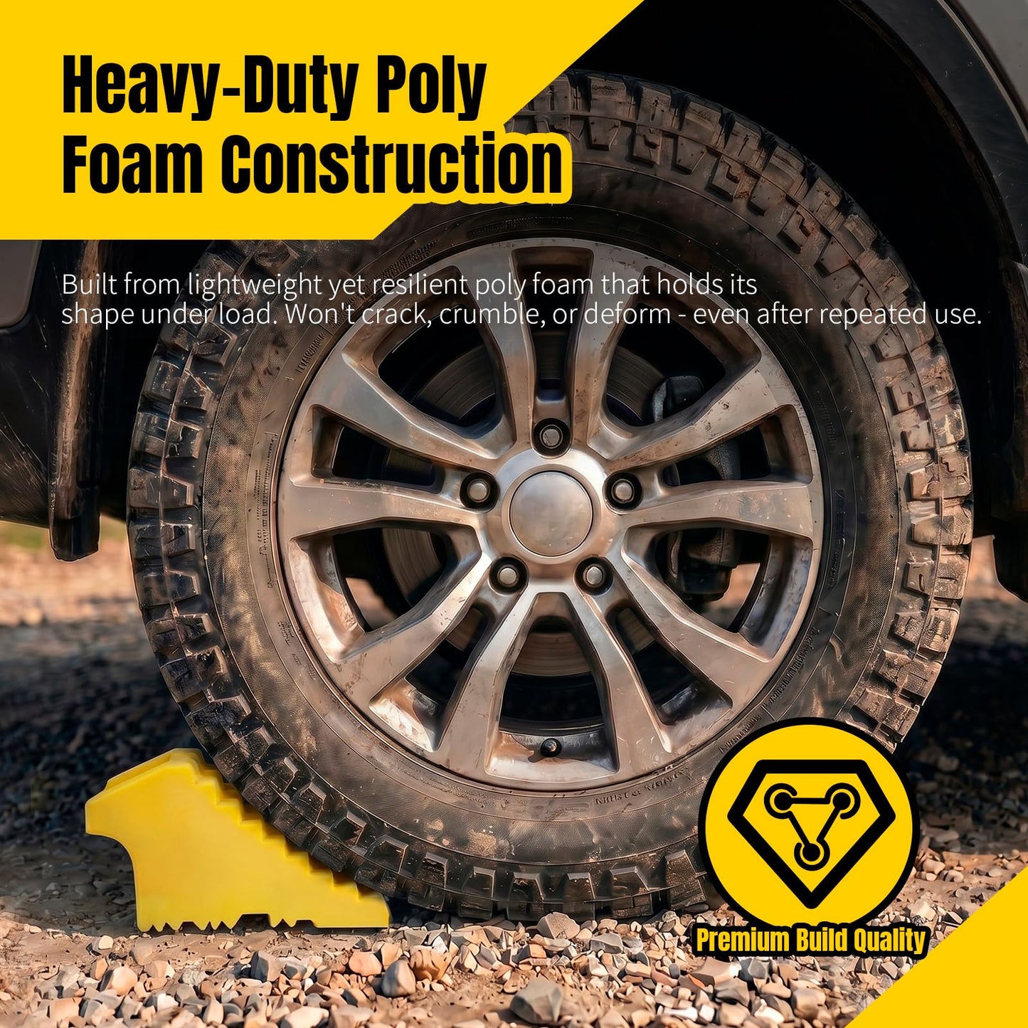 MaxxHaul Solid Rubber Wheel Chock 2-Pack | 8" x 4" x 6" Heavy-Duty Tire Stop | Non-Slip Traction Pads | Built-in Handle | All-Weather Vehicle Safety Block | Black | (70472)
