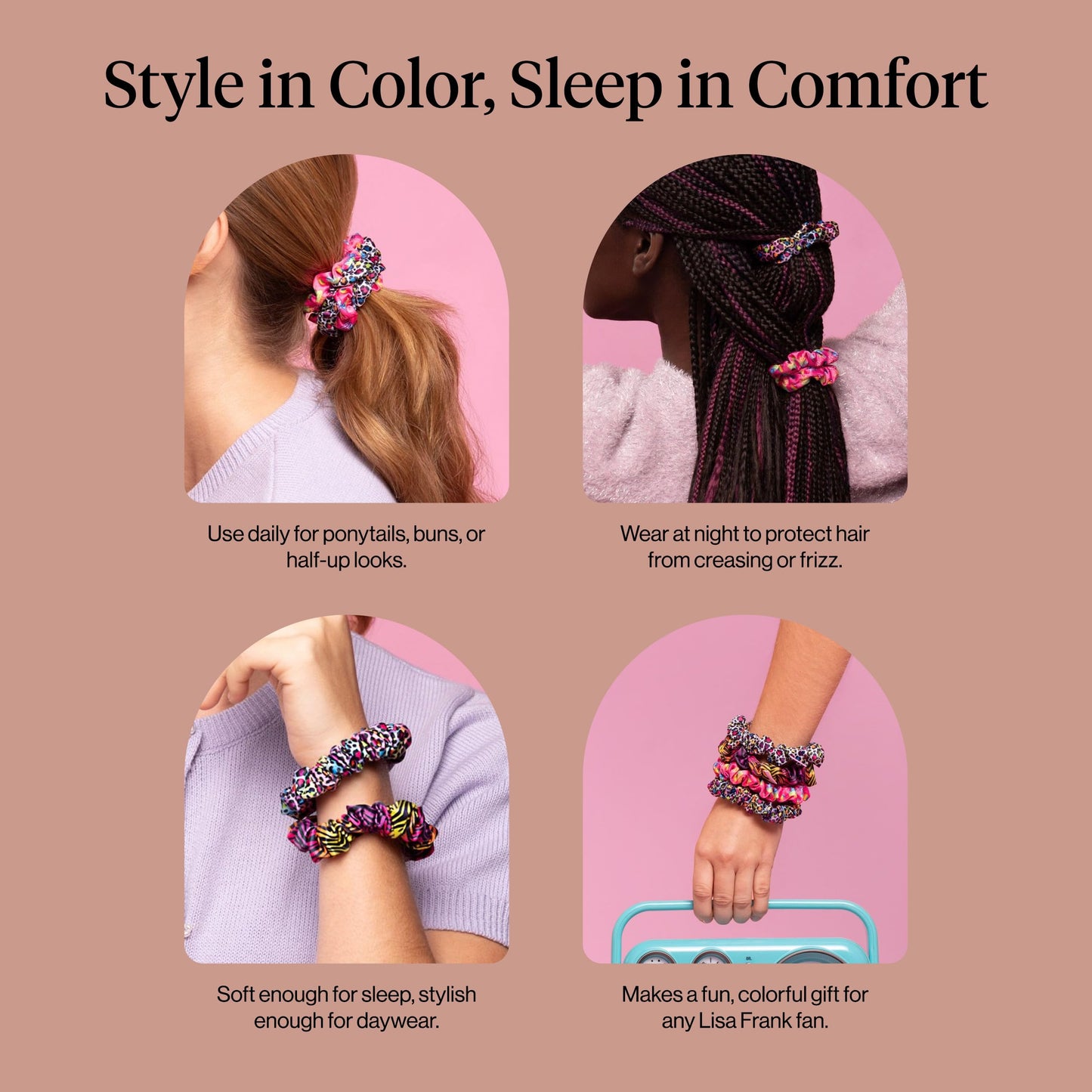 Kitsch Ultra-Petite Satin Scrunchies for Women - Eucalyptus, 6pcs