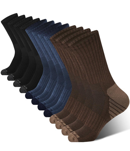BAMBOO COOL Men's Crew Socks Athletic Cushioned Moisture Wicking 6 Pairs