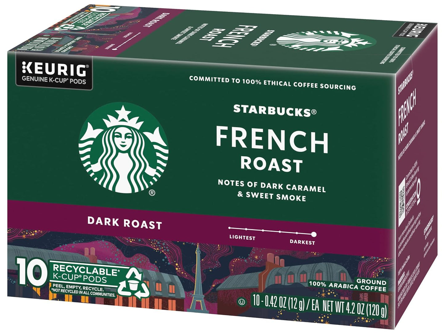 Starbucks K-Cup Coffee Pods, Dark Roast Hot or Iced Coffee, French Roast, 96 Keurig Pods
