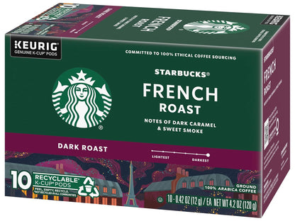 Starbucks K-Cup Coffee Pods, Dark Roast Hot or Iced Coffee, French Roast, 96 Keurig Pods