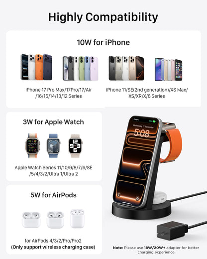 Anlmz 3 in 1 Charging Station - Wireless Charger for Apple Multiple Devices
