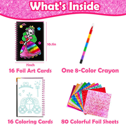 FUNNYB&G Foil Art Craft Kit for Kids, Sparkly Birthday Gift Toy for Boys