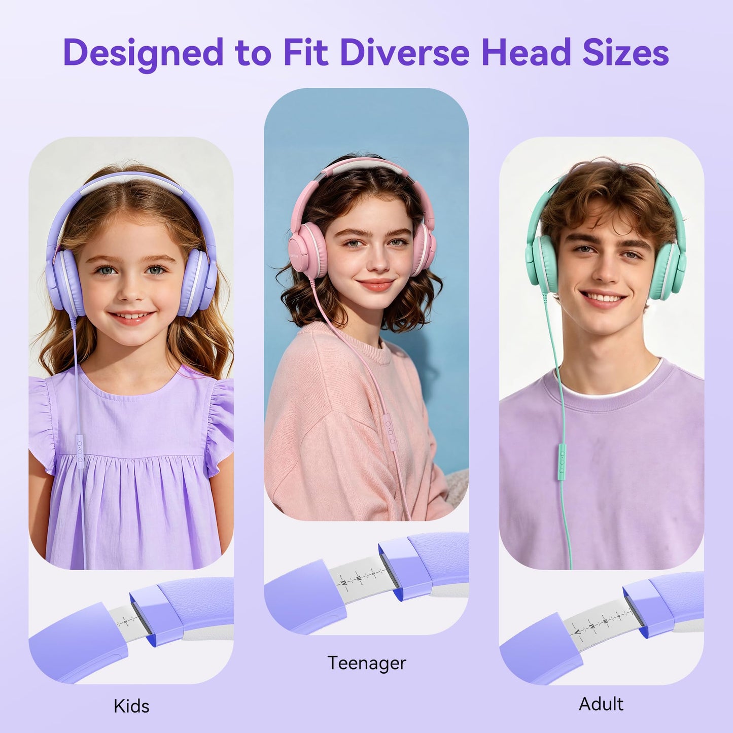Wired Headphones with Mic, 3.5mm Headphones Volume Control for School Blue