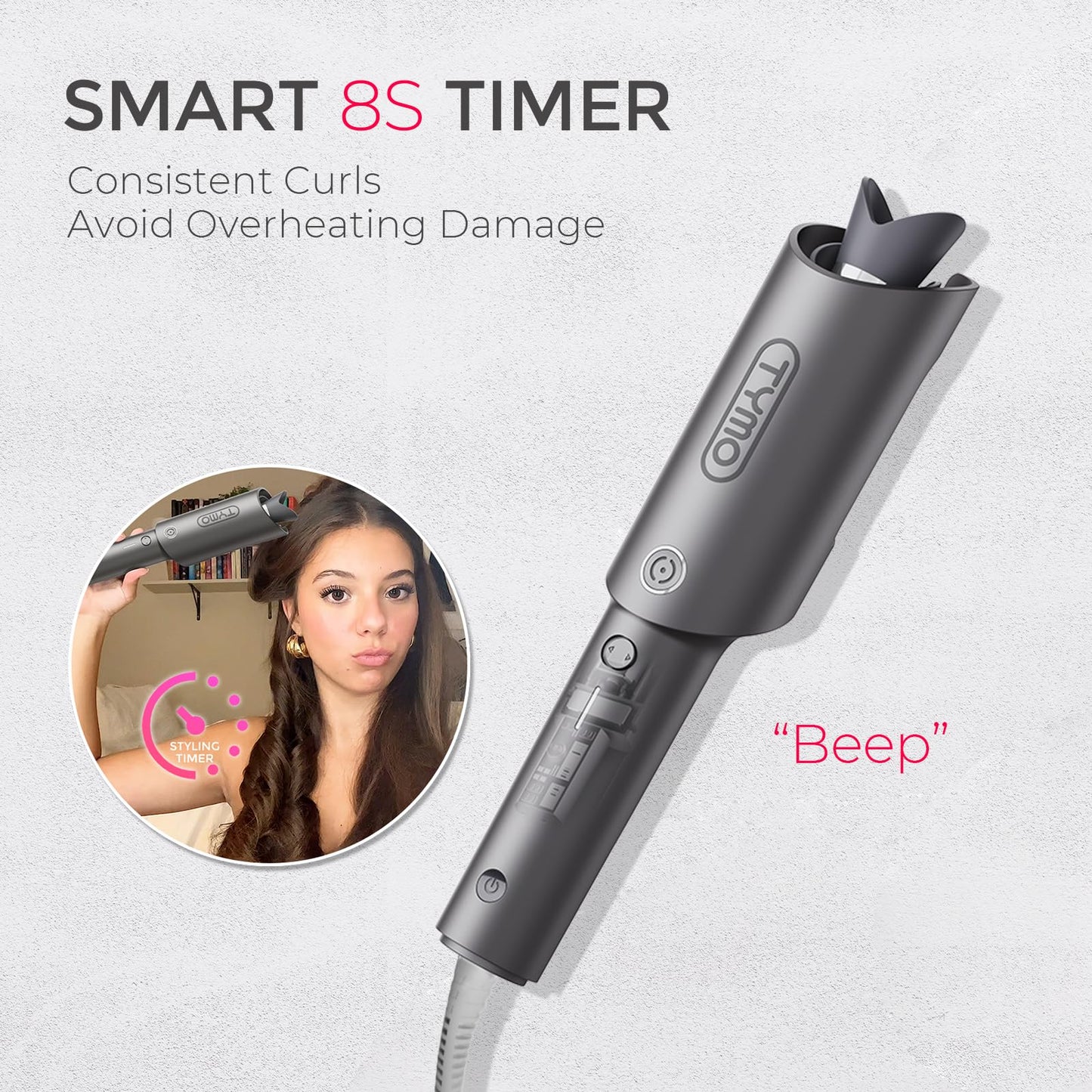 TYMO Automatic Rotating Curling Iron, TYMO CURLPRO Beach Waves Hair Curler