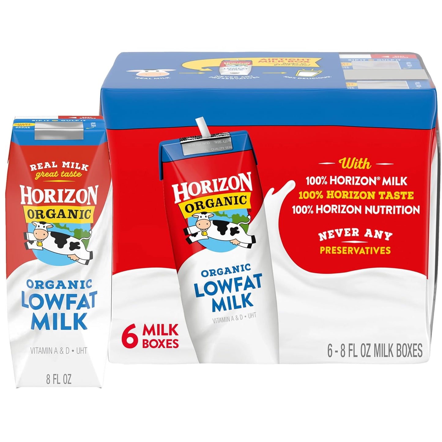 Horizon Organic Shelf Stable Whole Milk Boxes, Pack of 18-8g Protein per Serving