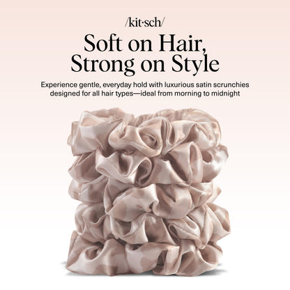 Kitsch Ultra-Petite Satin Scrunchies for Women - Eucalyptus, 6pcs