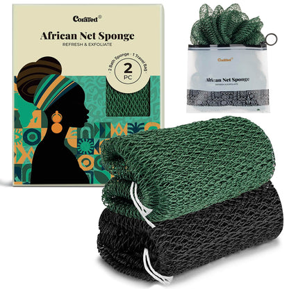 CORATED African Net Sponge with Knots Authentic, Shower Loofah Bath Sponge