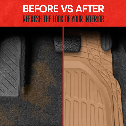 Motor Trend -2 Piece Front Car Floor Mats- Black FlexTough Contour Liners-Deep Dish Heavy Duty Rubber Floor Mats for Car SUV Truck & Van-All Weather Protection, Universal Trim to Fit