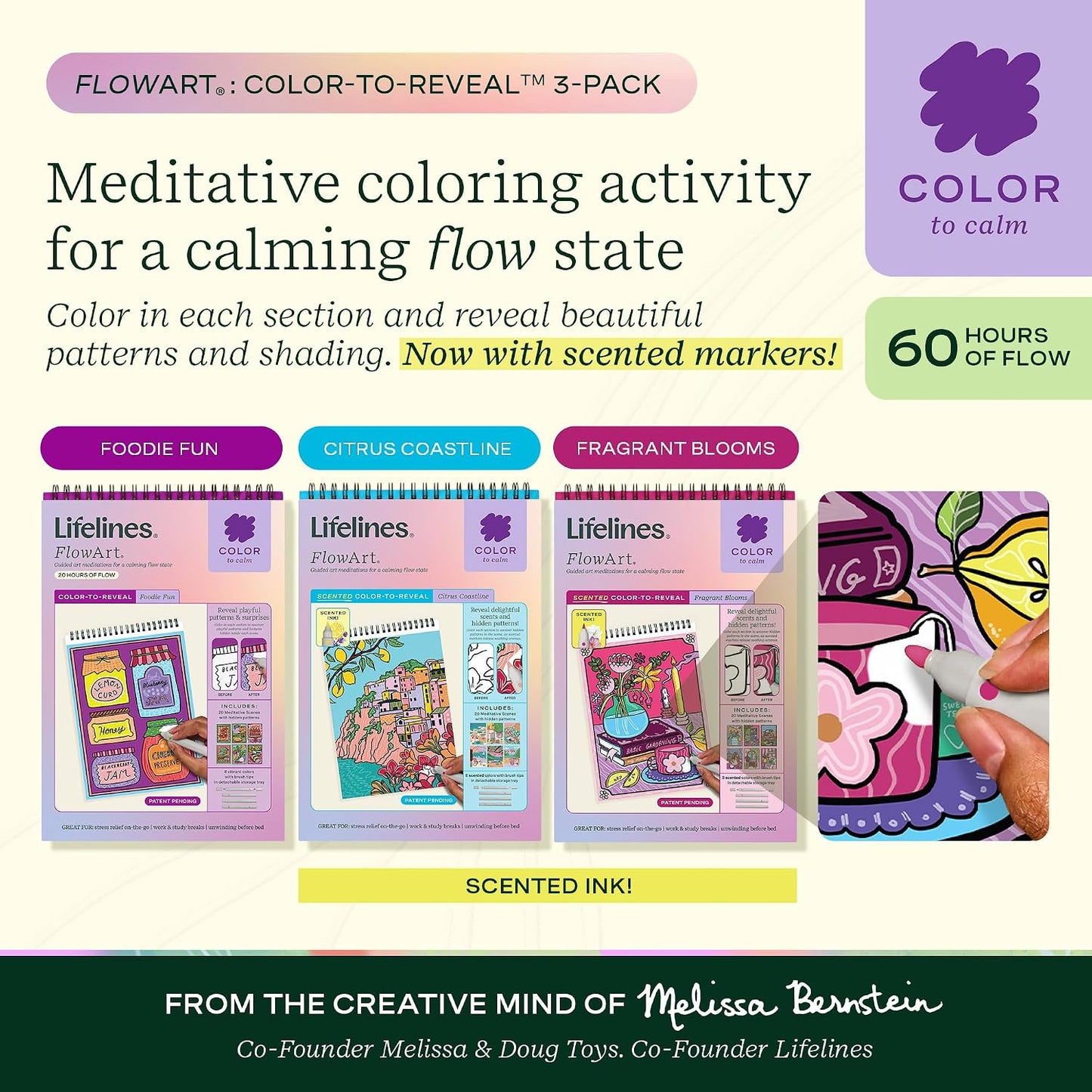 Lifelines FlowArt Mini Activity Pads, 3-Pack, Dot-by-Letter Coloring Books