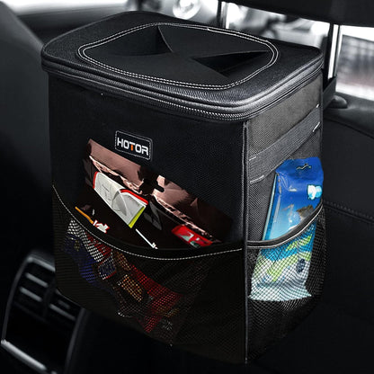 HOTOR Car Trash Can, Leakproof Car Organizer, 2-Gallon, Black