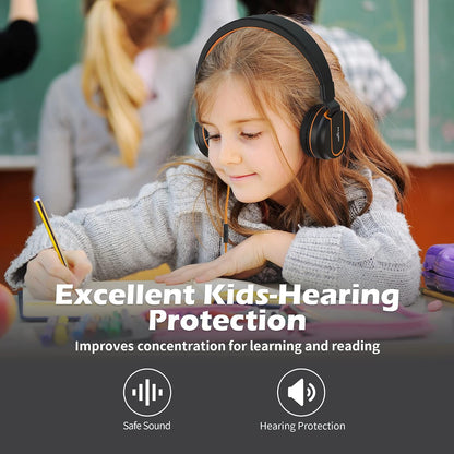 AILIHEN I35 Kids Headphones for School with Mic, 93dB Safe Volume, Orange