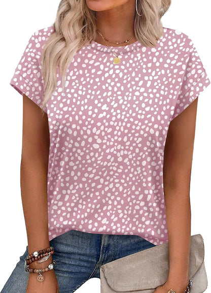 Alaroo Womens Summer Tops Short Sleeve Shirts Crew Neck Tshirt Cute Trendy Tunic Blouses (S-3XL)