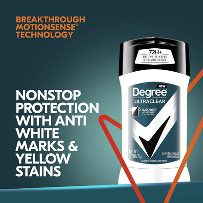 Degree Men UltraClear Antiperspirant Black+White Sweat & 2 Count 2.7 oz