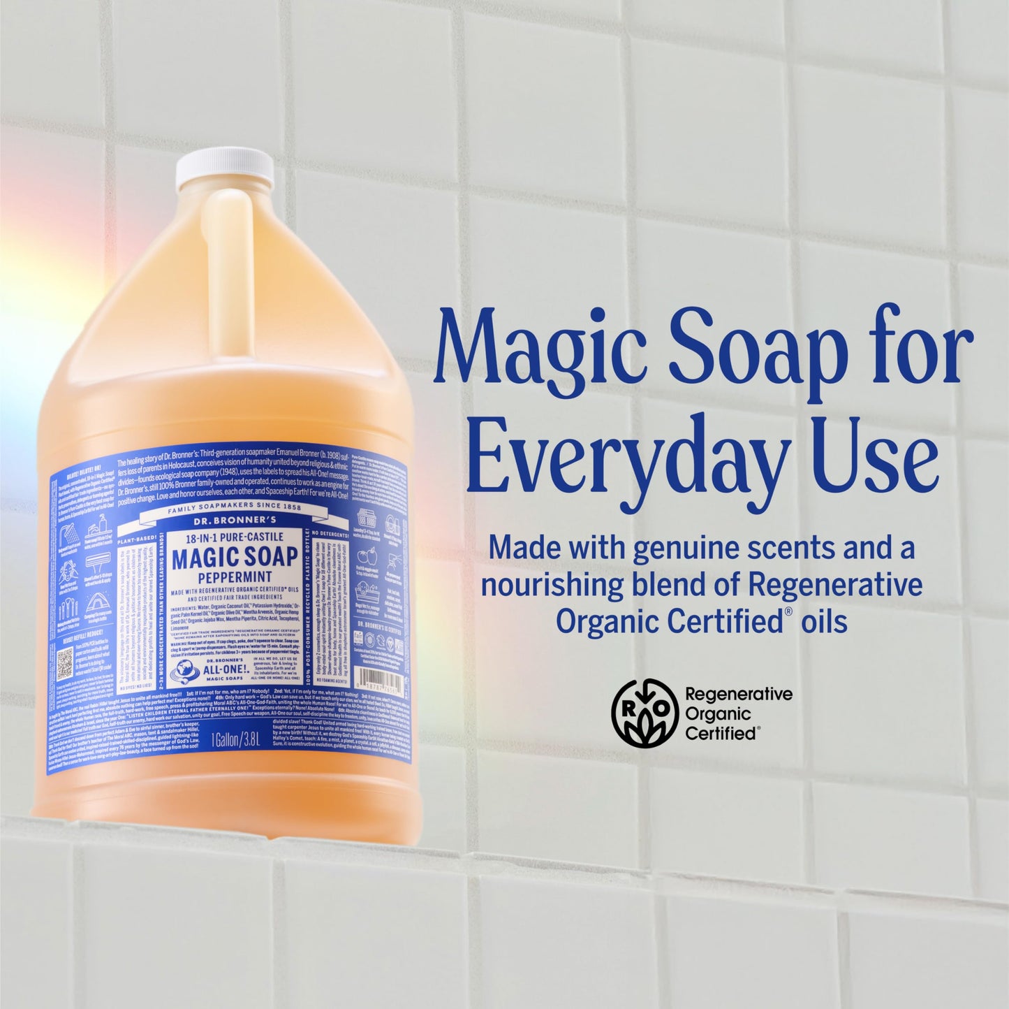 Dr. Bronner's Peppermint Pure-Castile Liquid Soap, Hand Soap, 32 oz
